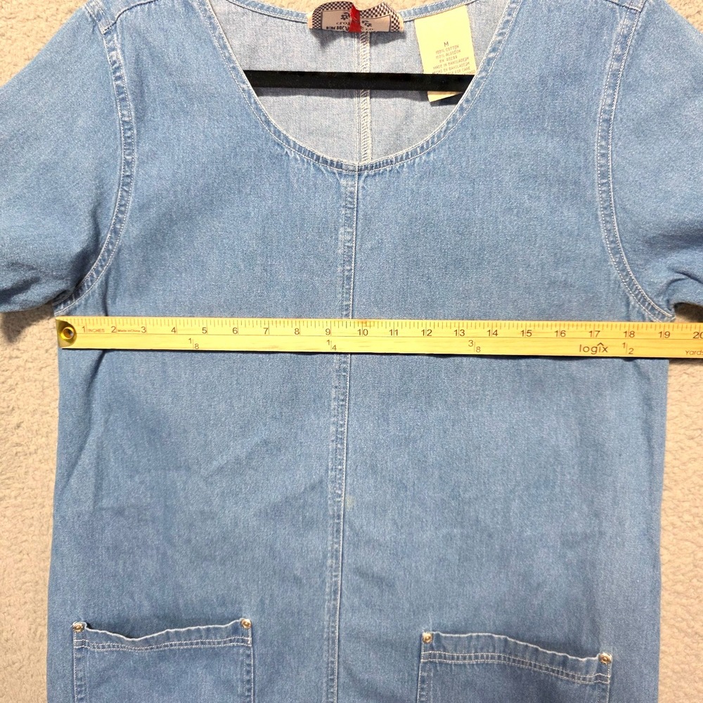 Vintage Erikas Casual Denim Mini Dress Medium Pockets 90s Summer - Picture 3 of 10